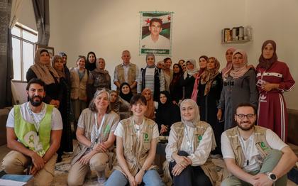 Oxfam country staff visit the home of a program participant who works on a farmer’s field school in rural Damascus.
