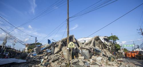 Collapsed building following the earthquake
