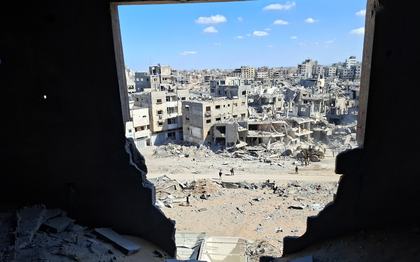 Widespread destruction in Gaza City visible in this photo taken just after beginning of ceasefire in October 2025.