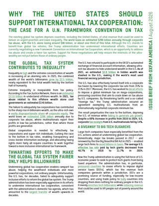 Why the United States Should Support International Tax Cooperation
