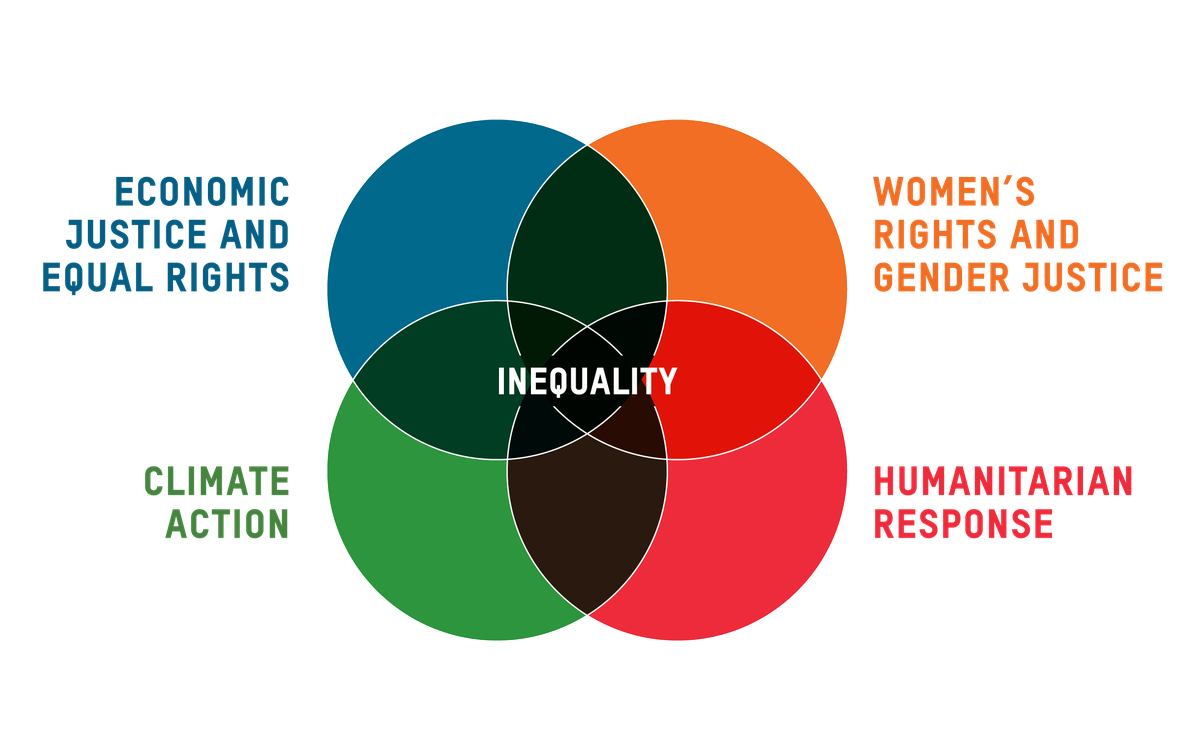 A graphic showing inequality is at the intersection of all areas of our work.
