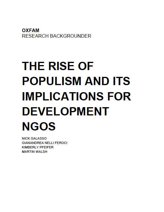 The Rise of Populism and Its Implications for Development NGOs Oxfam